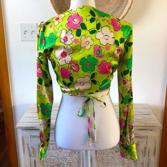 Zara | Floral Cropped Wrap Top, Size S - Picture 4 of 7